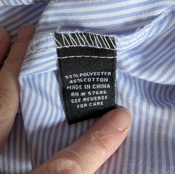 New Look Blue Striped Off-Shoulder Button Down Mini Dress - Picture 4 of 5